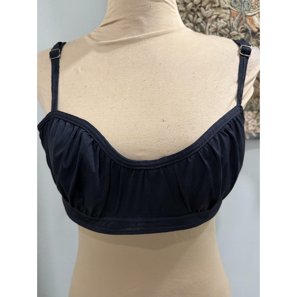 Coco Rave Bikini Swim Top Womens XL 38C Black‎ Underwire Bow Back Adjustable